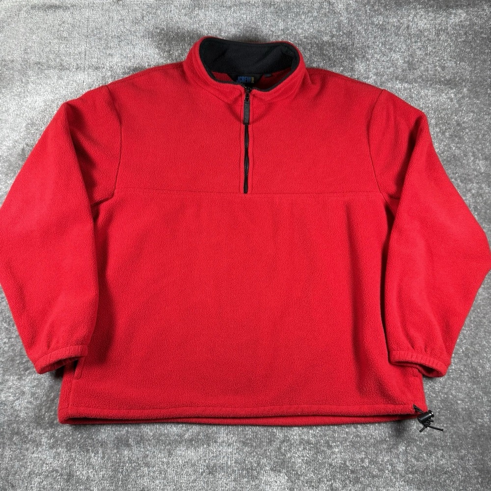 Vintage J.Crew Sport Men's XL Red 1/4 Zip Fleece Mock Neck USA‎ Made